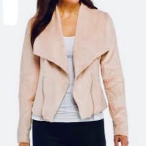 Faux Suede Blush Pink Moto Jacket